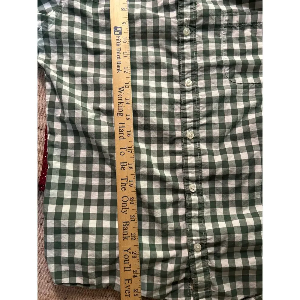 J. Crew LOT of 2 Slim Fit Button Down Medium Shirt Cotton Green gingham burgundy